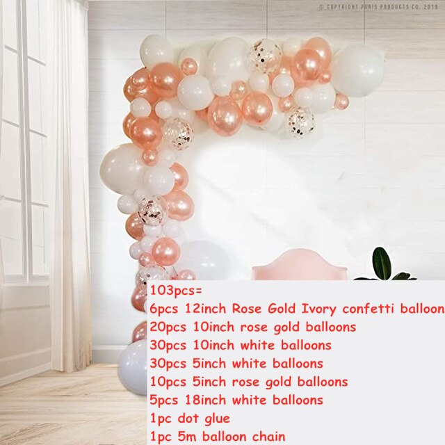 Qfdian Party decoration hot sale new Rose Gold Balloon Arch Garland Kit Clear Premium Latex Balloons Wedding Bridal Baby Shower Birthday Bachelorett Party Decor