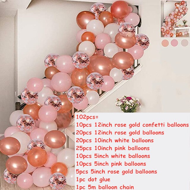 Qfdian Party decoration hot sale new Rose Gold Balloon Arch Garland Kit Clear Premium Latex Balloons Wedding Bridal Baby Shower Birthday Bachelorett Party Decor