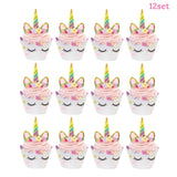QFDIAN Unicorn Birthday Party Decors Disposable Tableware Kit Unicorn Balloons Unicornio Decoration Baby Shower Girl 1 2 Birthday Party