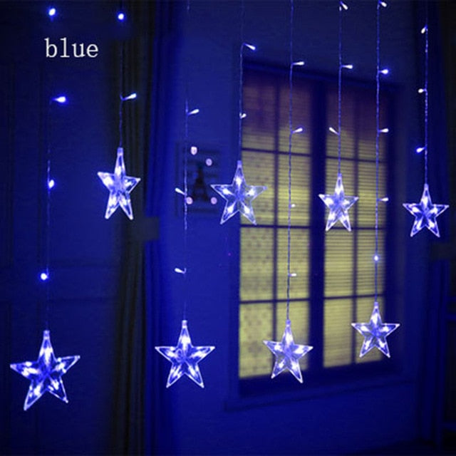 Qfdian Christmas decor ideas 2.5M LED Star Light Christmas Curtain Light Holiday Light String Outdoor Waterproof Wedding Garden  Room Decoration