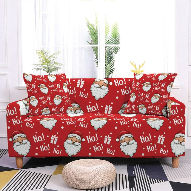 Qfdian dorm decoration ideas New Sofa Decor Elastic Sofa Cover For Living Room Stretch Non-slip Couch Cover Santa Claus Sofa Slipcover Chair Protector