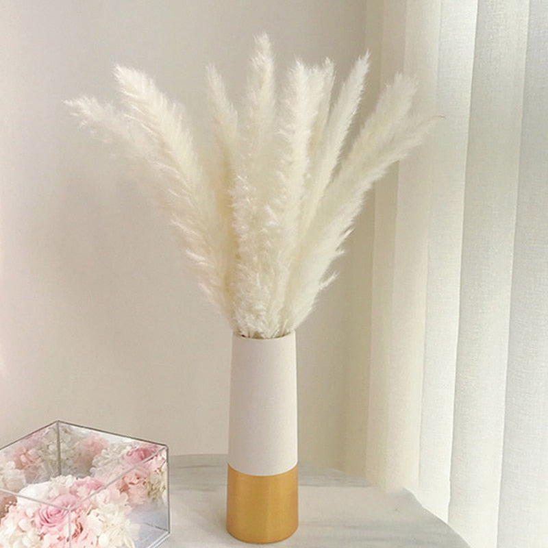 Qfdian New Year's gift Bulrush Natural Dried Flowers Artificial Plants Branch Colorful INS Pampas Grass Phragmites Fake Flower Wedding Home Decoration