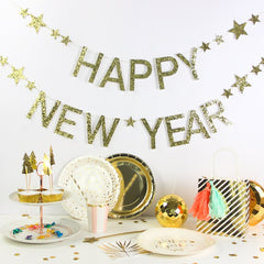 Qfdian Happy New Year Banner Decoration Glasses Photo Props New Year's Eve Decorations Supplies XW11