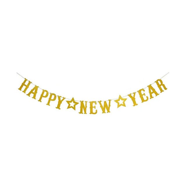 Qfdian Happy New Year Banner Decoration Glasses Photo Props New Year's Eve Decorations Supplies XW11