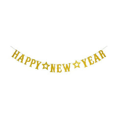 Qfdian Happy New Year Banner Decoration Glasses Photo Props New Year's Eve Decorations Supplies XW11