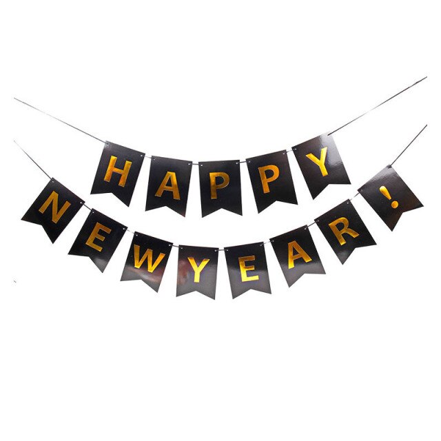 Qfdian Happy New Year Banner Decoration Glasses Photo Props New Year's Eve Decorations Supplies XW11