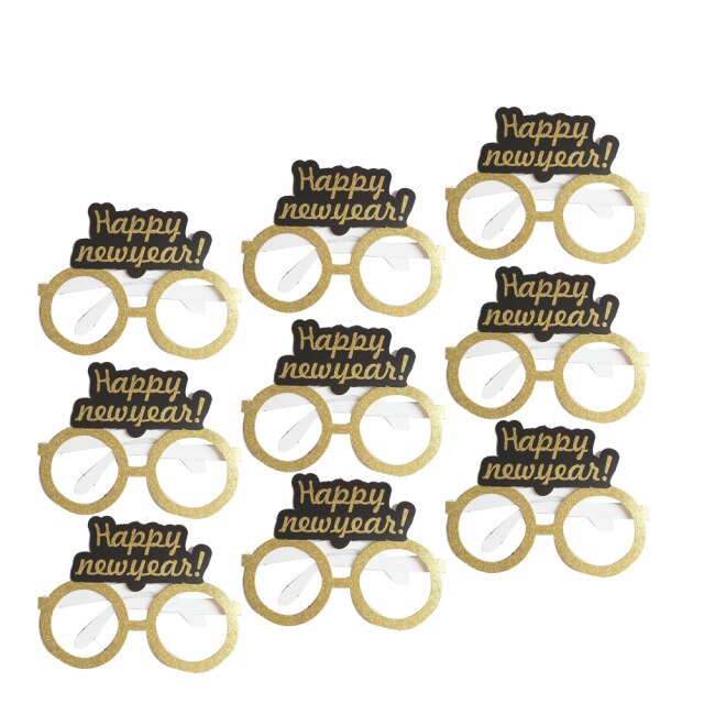 Qfdian Happy New Year Banner Decoration Glasses Photo Props New Year's Eve Decorations Supplies XW11