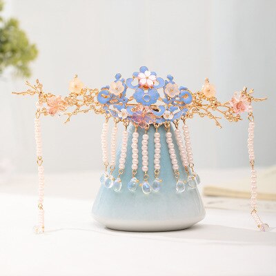 Qfdian Party gifts hot sale new Luxury Fashion Bride Chinese style pearl tassel hairpin haircomb earrings set Xiuhe clothing headdress Hanfu accessories Jewelry