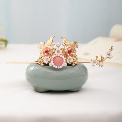 Qfdian Party gifts hot sale new Luxury Fashion Bride Chinese style pearl tassel hairpin haircomb earrings set Xiuhe clothing headdress Hanfu accessories Jewelry