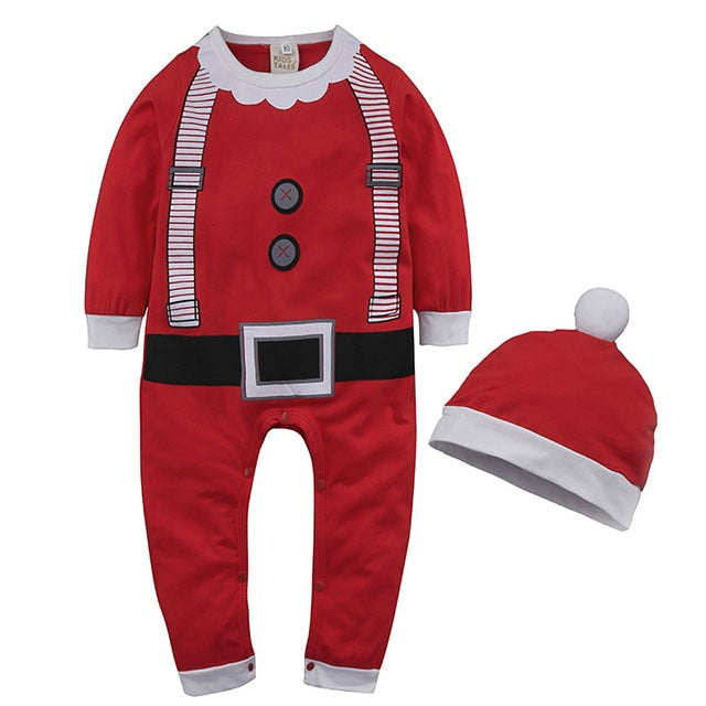 qfdian Good Quality Newborn  Clothes 4PCS Santa Claus Cosplay Costume Toddler Clothing Suit for Boys Girls Climbing Suit Christmas Suit