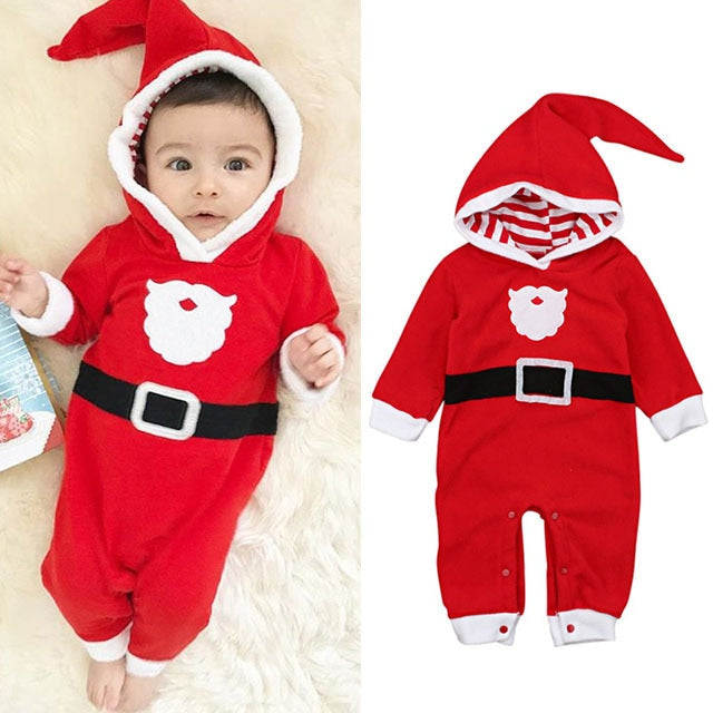 qfdian Good Quality Newborn  Clothes 4PCS Santa Claus Cosplay Costume Toddler Clothing Suit for Boys Girls Climbing Suit Christmas Suit