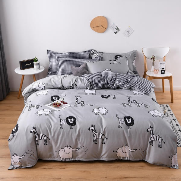 Qfdian Cozy apartment aesthetic Solstice Home Textile Cyan Cute Cat Kitty Duvet Cover Pillow Case Bed Sheet Boy Kid Teen Girl Bedding Covers Set King Queen Twin