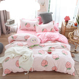 Qfdian Cozy apartment aesthetic Solstice Home Textile Girl Kids Bedding Set Honey Peach Pink Duvet Cover Sheet Pillowcase Woman Adult Beds Sheet King Queen Full
