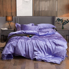 Qfdian Cozy apartment aesthetic Solid Color Satin Washed Silk Luxury Bedding Set Adult Quilt Duvet Cover Sets King Size With Pillowcase Double Queen Bed Linens