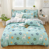 Qfdian Cozy apartment aesthetic Nordic Bedding Set Leaf Printed Bed Linen Sheet Plaid Duvet Cover 240x220 Single Double Queen King Quilt Covers Sets Bedclothes