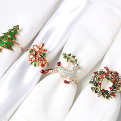 Qfdian  Christmas 1PC Christmas Napkin Ring Holders Xmas table Decoration for home Metal reindeer horn tissue ring Wedding Banquet Hotel Table Sup