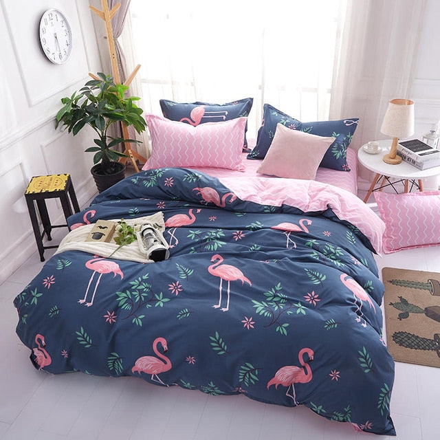 Qfdian Cozy apartment aesthetic Solstice Home Textile Girl Kids Bedding Set Honey Peach Pink Duvet Cover Sheet Pillowcase Woman Adult Beds Sheet King Queen Full