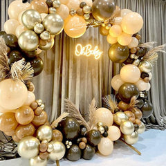 Qfdian 102pcs/lot Coffee Brown Balloons Arch Kit Skin Color Latex Garland Balloons Baby Shower Supplies Backdrop Wedding Party Decor