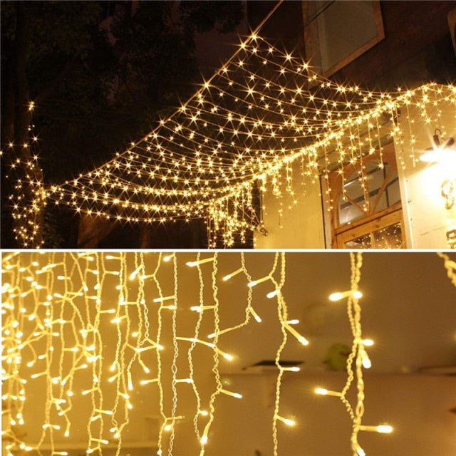 qfdian 3-20M outdoor garland christmas and new year festoon lamps for decor garden yard house steady on warm white luces led decoración