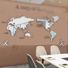 Qfdian valentines day decorations for the home hot sale new World Map Acrylic 3D Solid Crystal Bedroom Wall With Living Room Classroom Stickers Office Decoration Ideas