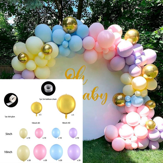 Qfdian Pink Blue Arch Garland Balloon Kit Star Moon Foil Balloons Wedding Birthday Baby Shower Party Decor Supplies Air Balls Globos