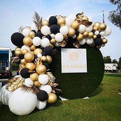 qfdian 153pcs Black Gold Balloon Arch Garland Kit Metallic Gold Balloon White Balloon for Birthday Fiesta Wedding Christmas Engagement