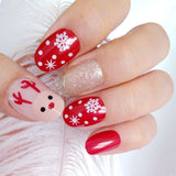 Qfdian Christmas 24Pcs Flat Top Fake Nails Artificial Nails For Lady Christmas False Nails New Design Daily Decoration For Manicure