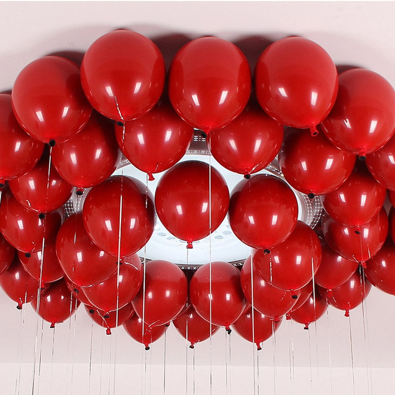 Qfdian valentines day decorations for the home 18inch Metallic Red Heart Ruby Agate Red Balloons Wedding Background Room Decoration Love Letter Balloon Valentines Decor