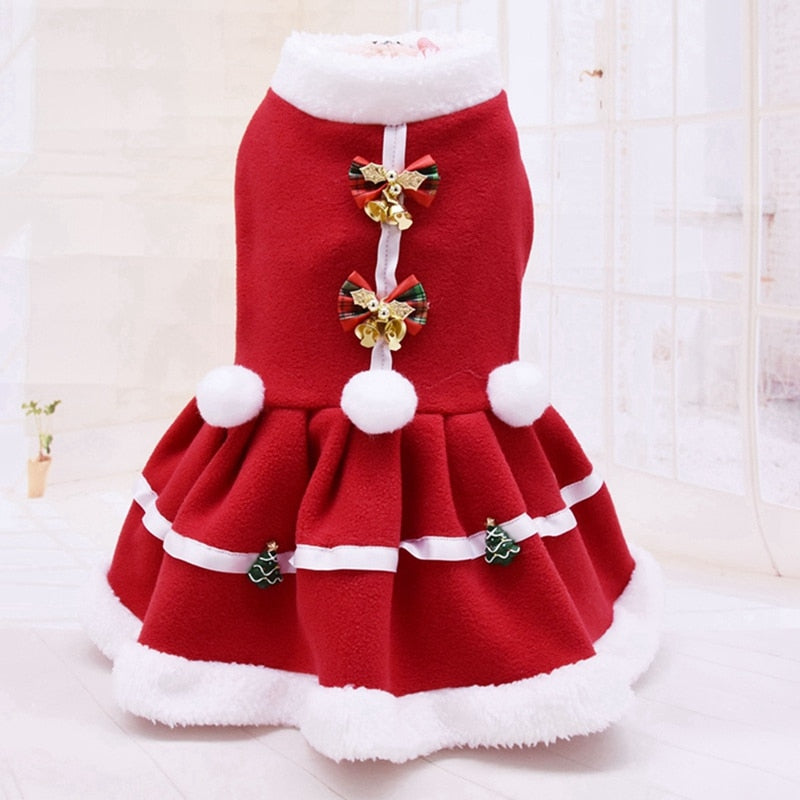 qfdian pet christmas coat clothes dog dress winter perro Xmas dress red sweatshirt Vest Pets Cat Warm dress