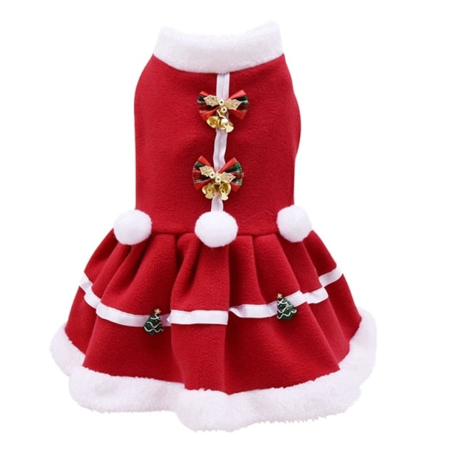 qfdian pet christmas coat clothes dog dress winter perro Xmas dress red sweatshirt Vest Pets Cat Warm dress