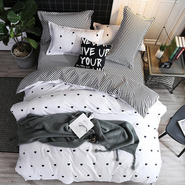 Qfdian Cozy apartment aesthetic Solstice Home Textile Cyan Cute Cat Kitty Duvet Cover Pillow Case Bed Sheet Boy Kid Teen Girl Bedding Covers Set King Queen Twin