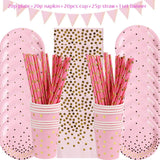QFDIAN Unicorn Birthday Party Decors Disposable Tableware Kit Unicorn Balloons Unicornio Decoration Baby Shower Girl 1 2 Birthday Party
