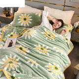 Qfdian New Year's gift Soft Blanket Warm Coral Fleece Blankets Floral Cartoon Plaid Winter Sheet Bedspread Sofa Throw Mechanical Wash Leisure Covering