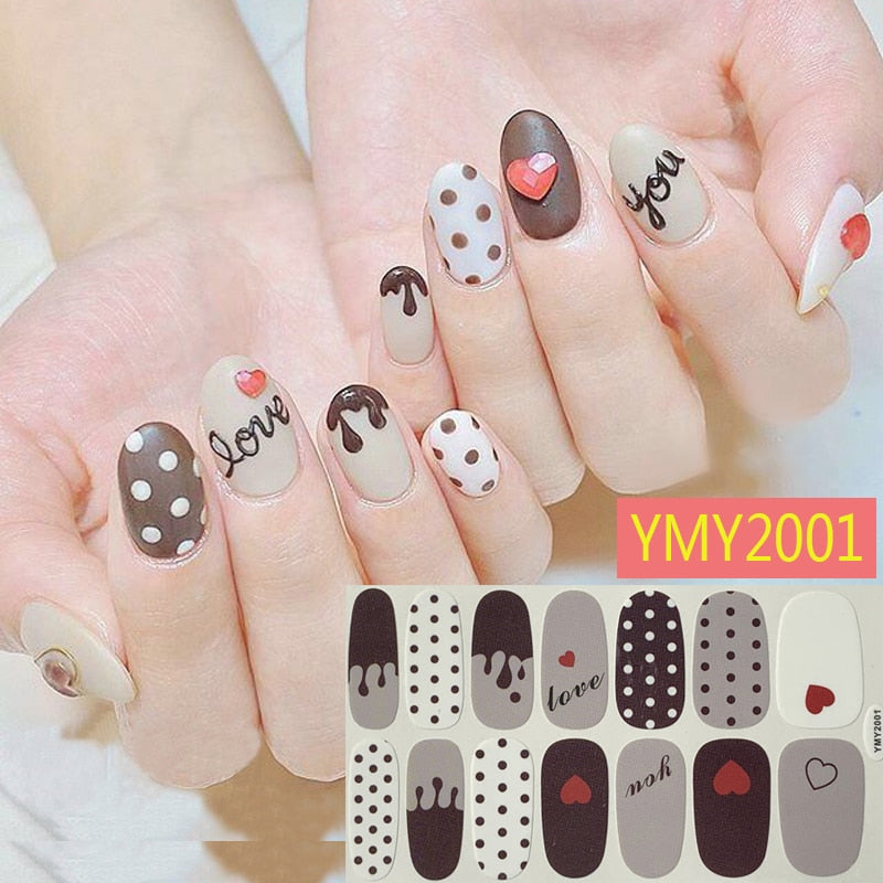 Qfdian valentines day decorations  Romantic Valentines Decals Nail Art Stickeres Sexy Lips Flower Heart Tattoo Full Wraps Nail Decoration Valentine&#39;s Day Gift