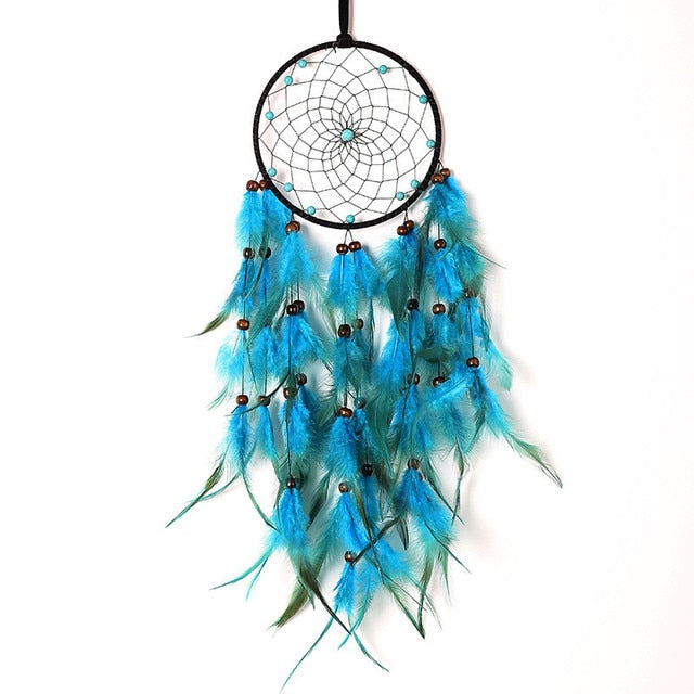 Qfdian  Christmas Beautiful Dream Catchers Led Handmade Feathers Dreamcatcher Night Light Wall Hanging Decoration Home Room Ornament