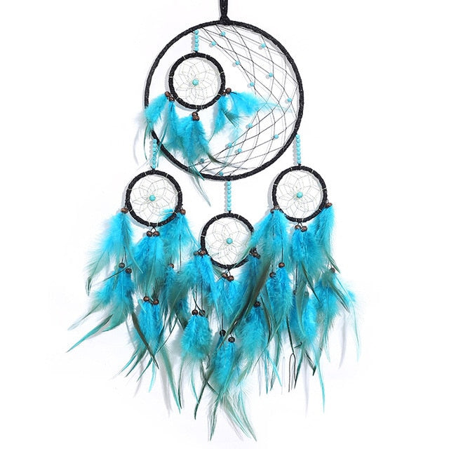 Qfdian  Christmas Beautiful Dream Catchers Led Handmade Feathers Dreamcatcher Night Light Wall Hanging Decoration Home Room Ornament