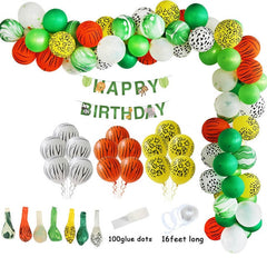 qfdian Jungle Safari Party Balloon Arch Kit Tropical Palm Leaf Green Latex Balloons Birthday Party Decoration Kids Wedding Party Supply