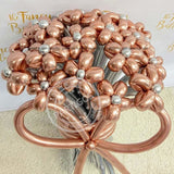 Qfdian valentines day decorations 50pcs Magic Long Metallic Balloons DIY Rose Gold Chrome Twisting Strip Ball Selfmade Flower Shape Valentines Gifts Wedding Decor