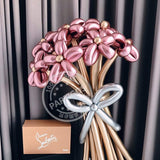 Qfdian valentines day decorations 50pcs Magic Long Metallic Balloons DIY Rose Gold Chrome Twisting Strip Ball Selfmade Flower Shape Valentines Gifts Wedding Decor