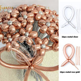 Qfdian valentines day decorations 50pcs Magic Long Metallic Balloons DIY Rose Gold Chrome Twisting Strip Ball Selfmade Flower Shape Valentines Gifts Wedding Decor