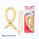 Qfdian valentines day decorations 50pcs Magic Long Metallic Balloons DIY Rose Gold Chrome Twisting Strip Ball Selfmade Flower Shape Valentines Gifts Wedding Decor