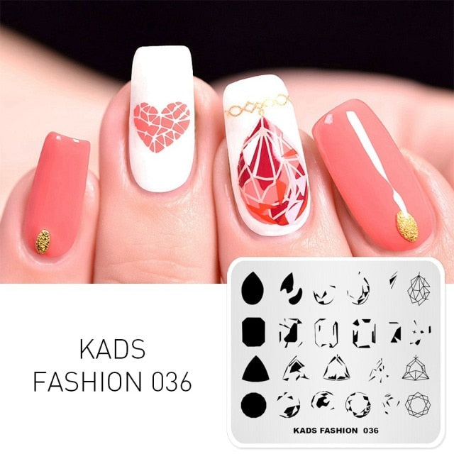 Qfdian valentines day decoration  Nail Art Valentines Day Nail Stamping Plates Heart Image Stamp Template Christmas Flower Nature Nail Stencils Plate Set