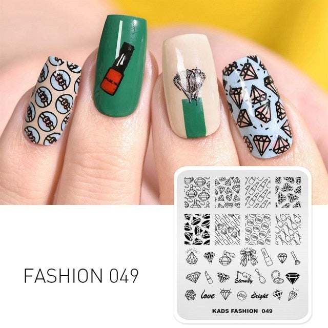 Qfdian valentines day decoration  Nail Art Valentines Day Nail Stamping Plates Heart Image Stamp Template Christmas Flower Nature Nail Stencils Plate Set