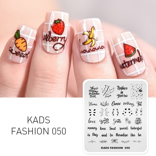 Qfdian valentines day decoration  Nail Art Valentines Day Nail Stamping Plates Heart Image Stamp Template Christmas Flower Nature Nail Stencils Plate Set