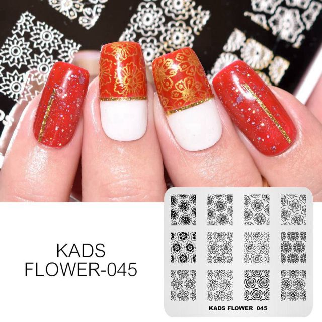 Qfdian valentines day decoration  Nail Art Valentines Day Nail Stamping Plates Heart Image Stamp Template Christmas Flower Nature Nail Stencils Plate Set