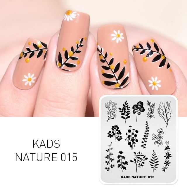 Qfdian valentines day decoration  Nail Art Valentines Day Nail Stamping Plates Heart Image Stamp Template Christmas Flower Nature Nail Stencils Plate Set