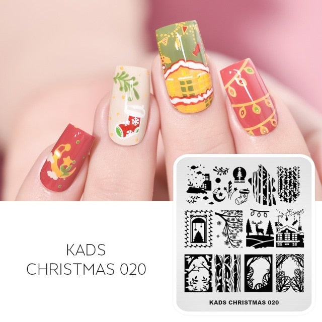 Qfdian valentines day decoration  Nail Art Valentines Day Nail Stamping Plates Heart Image Stamp Template Christmas Flower Nature Nail Stencils Plate Set