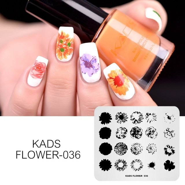 Qfdian valentines day decoration  Nail Art Valentines Day Nail Stamping Plates Heart Image Stamp Template Christmas Flower Nature Nail Stencils Plate Set