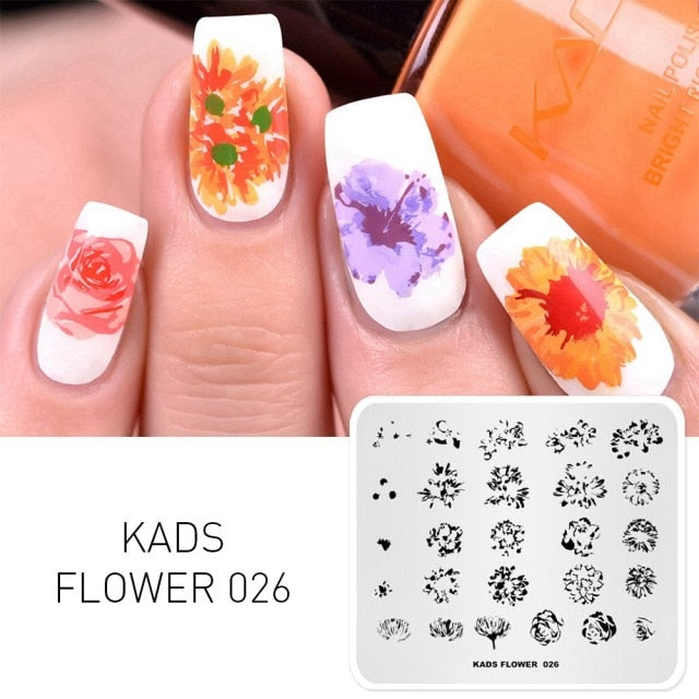 Qfdian valentines day decoration  Nail Art Valentines Day Nail Stamping Plates Heart Image Stamp Template Christmas Flower Nature Nail Stencils Plate Set