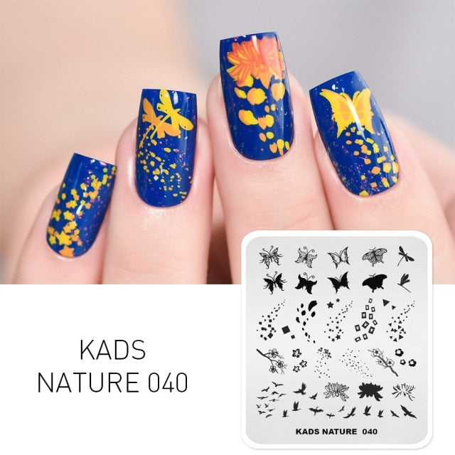 Qfdian valentines day decoration  Nail Art Valentines Day Nail Stamping Plates Heart Image Stamp Template Christmas Flower Nature Nail Stencils Plate Set